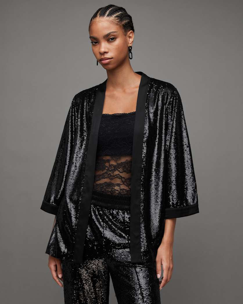 Carina Open Front Sequin Kimono