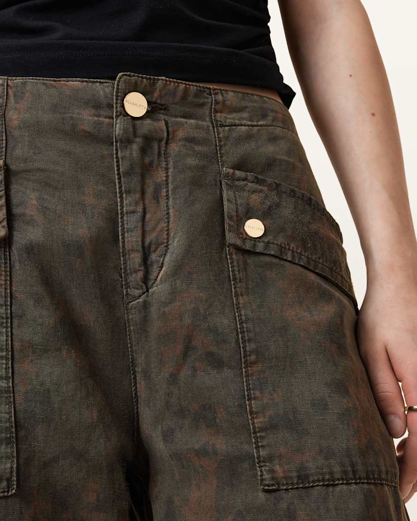 Val High-Rise Cargo Linen Blend Trousers