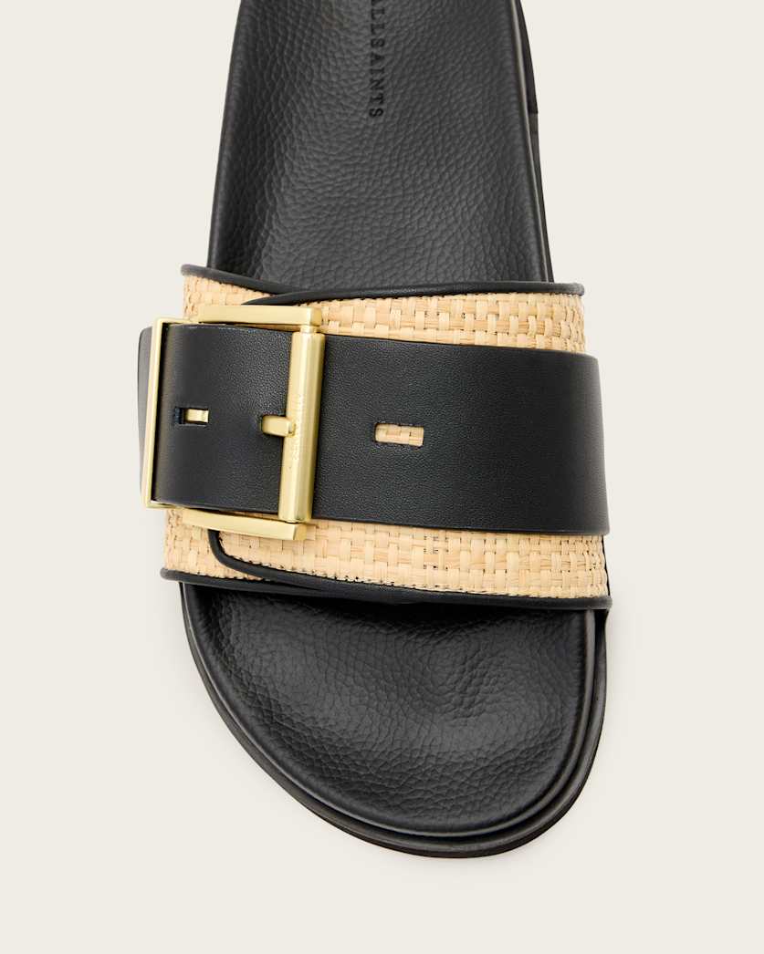 Ellie Studded Buckle Leather Sliders