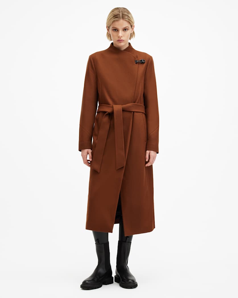 Riley Wrap Around Belted Long Line Coat