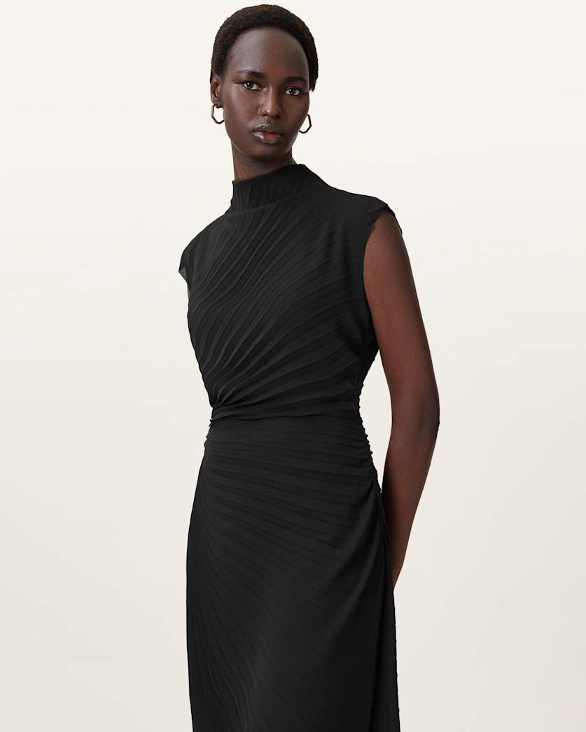 Rayanna Pleated Satin Midi Dress