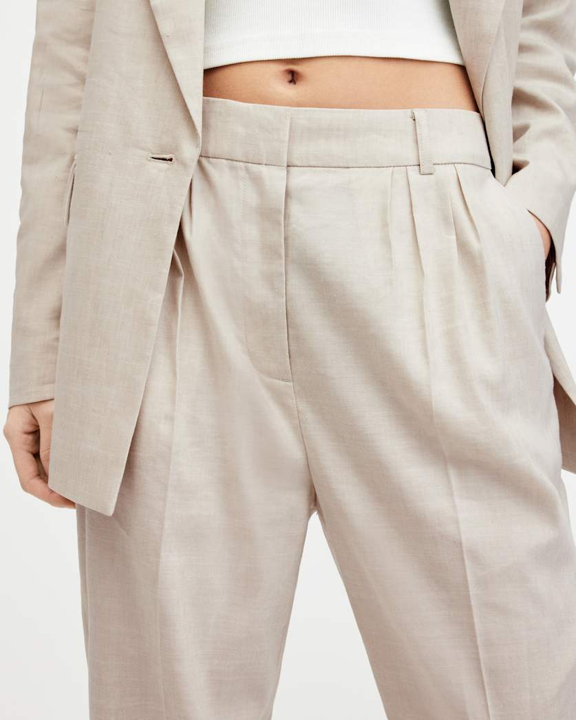 Whitney Linen Blend Straight Leg Trousers NEUTRAL BEIGE ALLSAINTS
