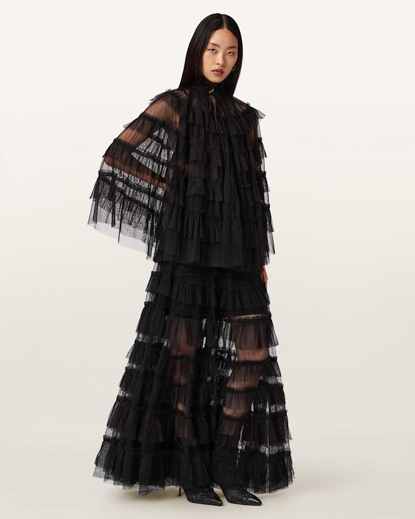 Aude Ruffle Cape Top