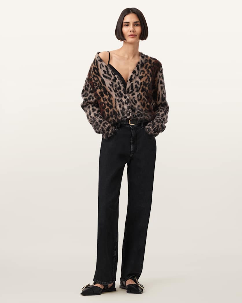 Wick Leopard Jacquard Cropped Cardigan