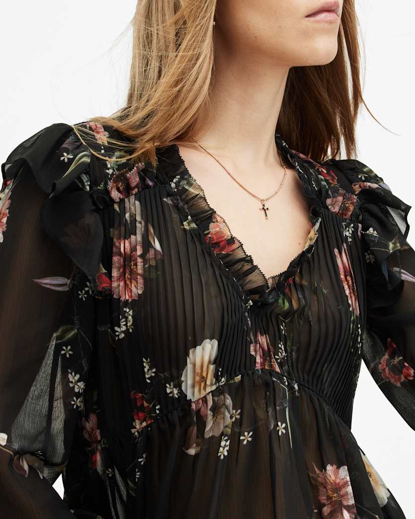 Iryna Frill Printed Sheer Top