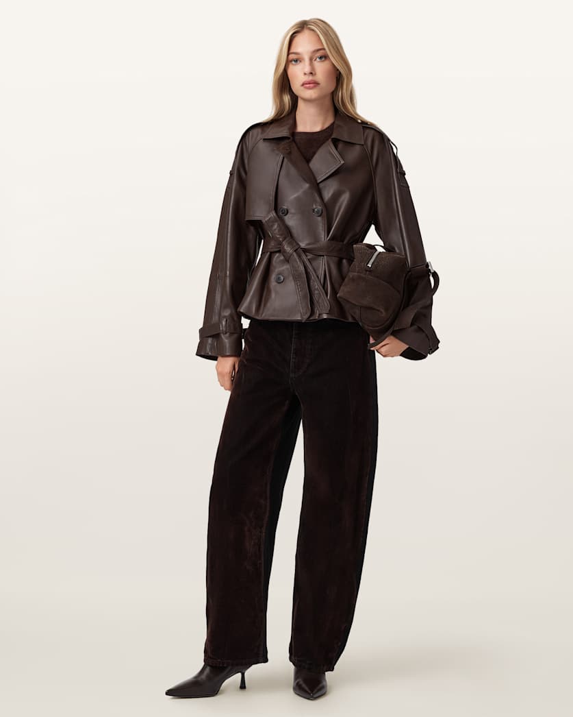 Reed Cropped Leather Trench
