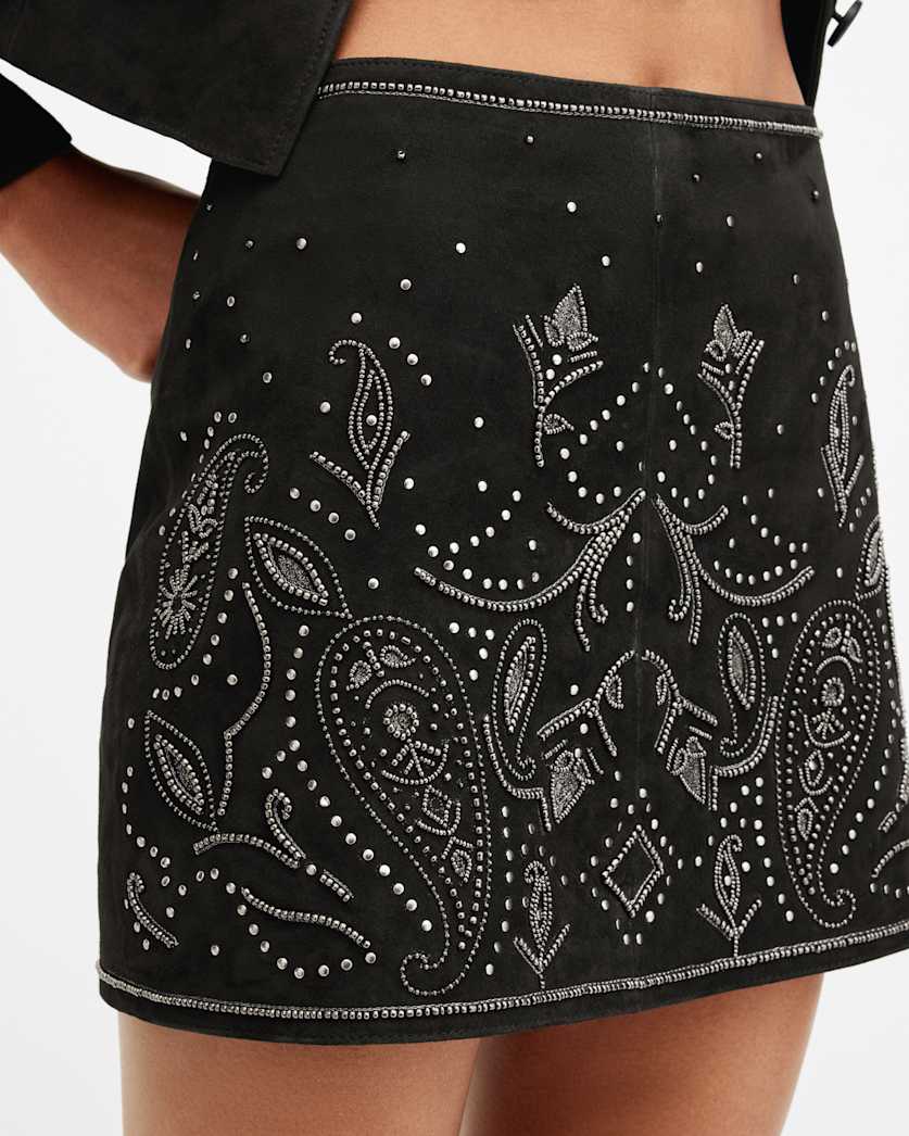 Shai Embellished Suede Mini Skirt