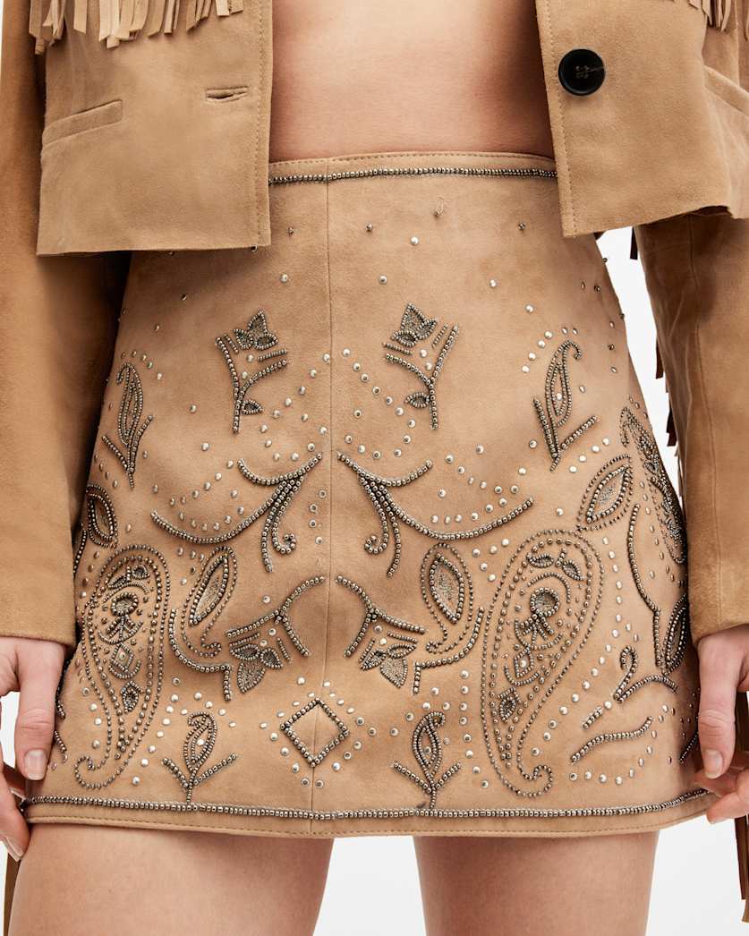 Shai Embellished Suede Mini Skirt