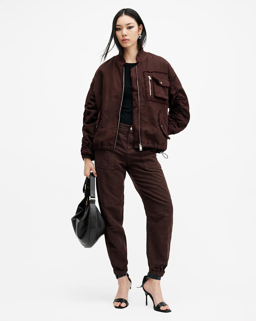 Rue Linen Blend Denim Bomber Jacket