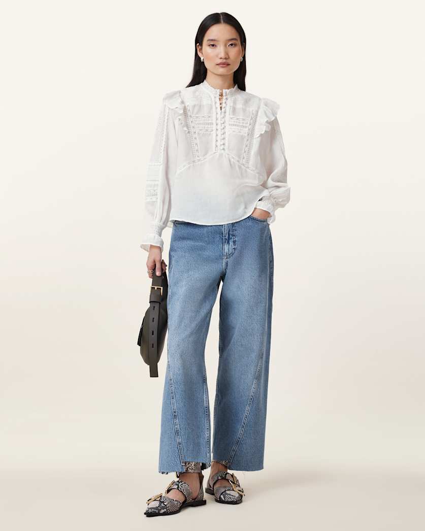 Heather Long Sleeve Lace Trimmed Top