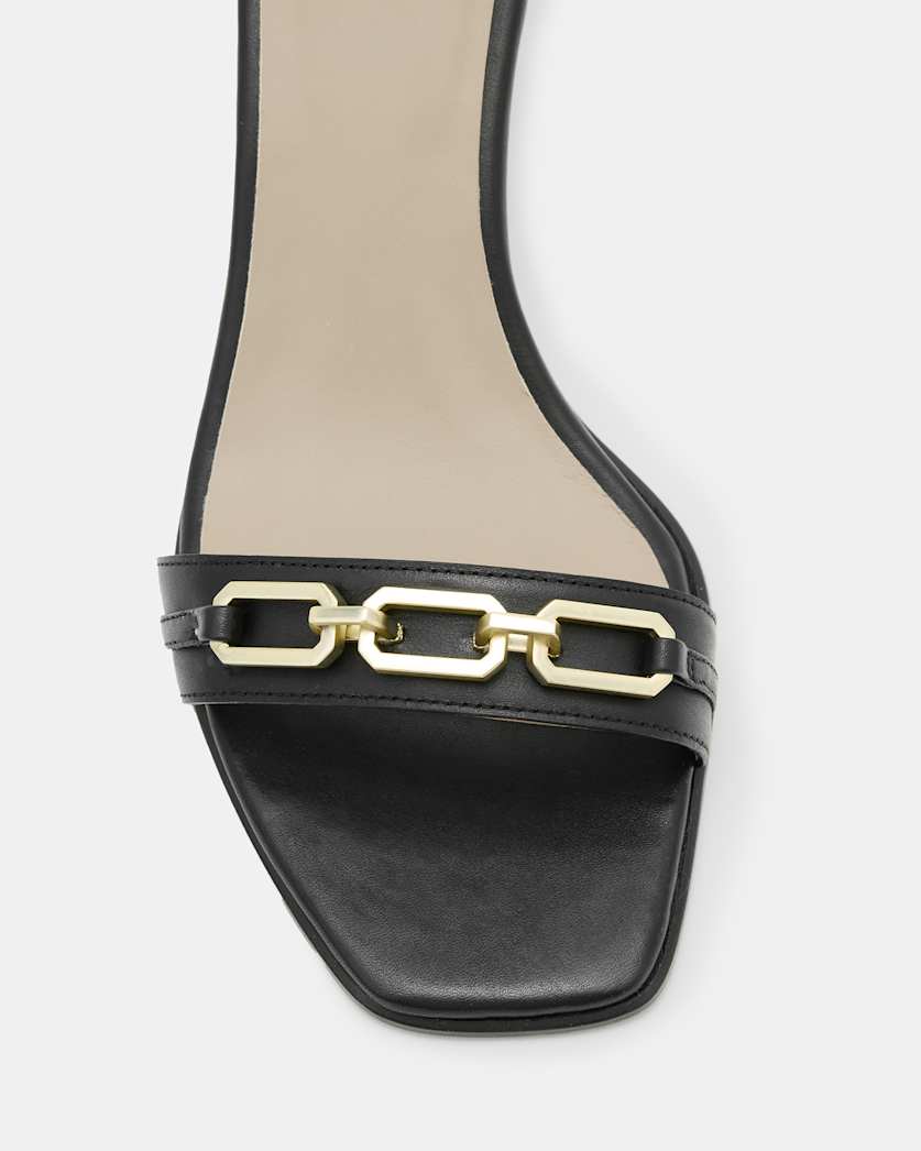 Gloria Chain Strap Leather Heel Sandals