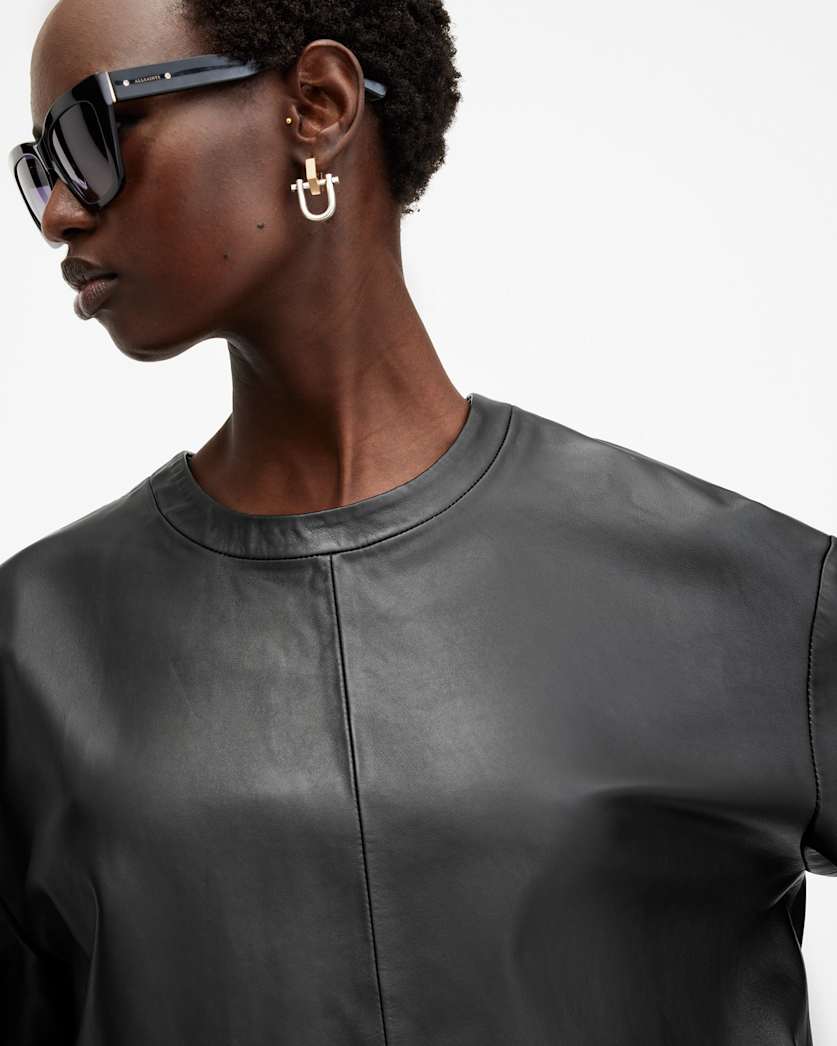 Renai Short Sleeve Leather T-Shirt