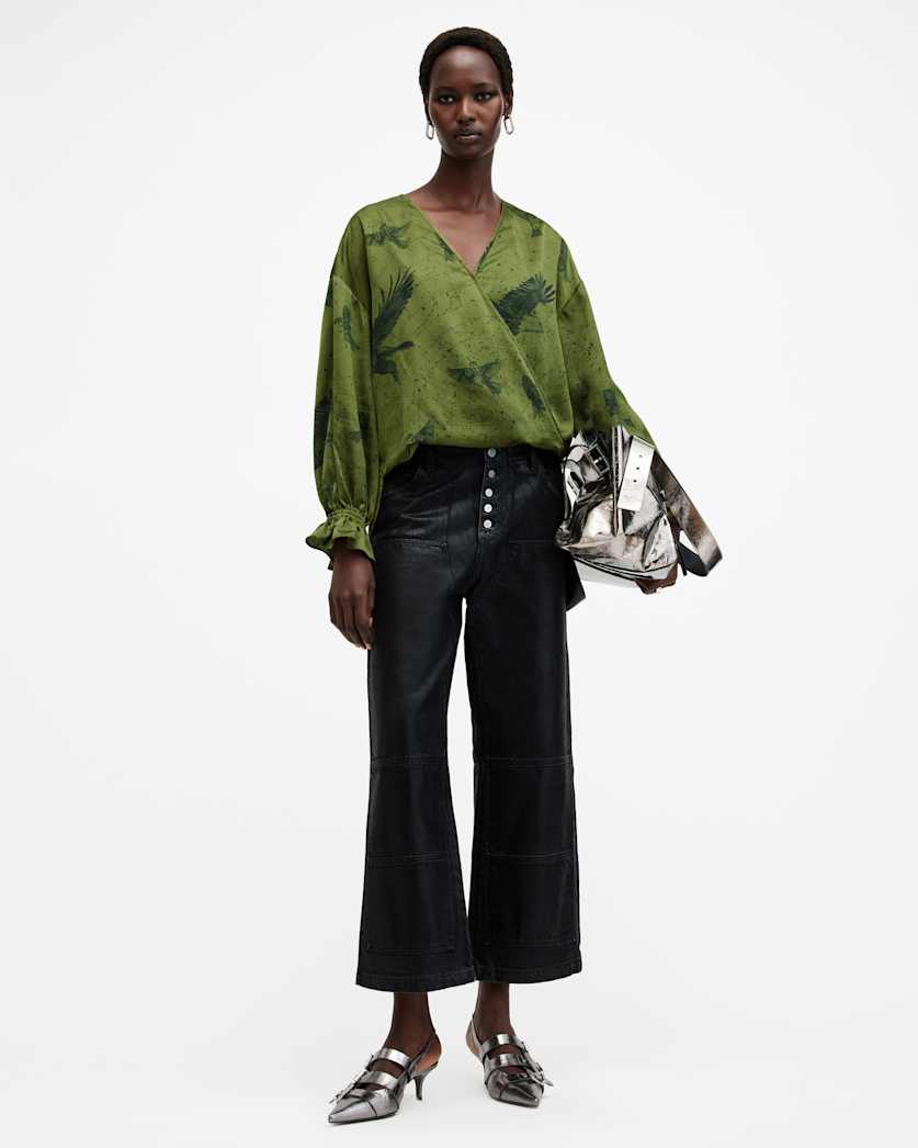 Penny Wrap Over Deep V-Neck Shirt