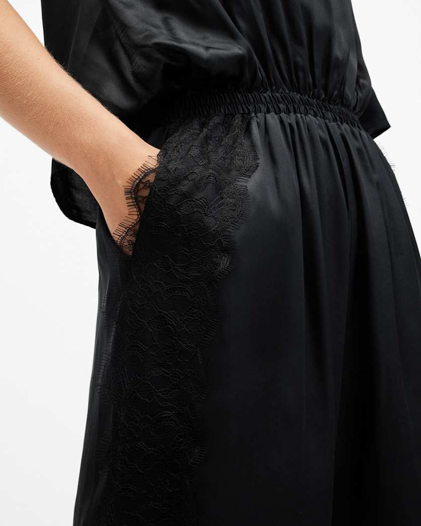 Mari Silk Blend Lace Trim Jumpsuit