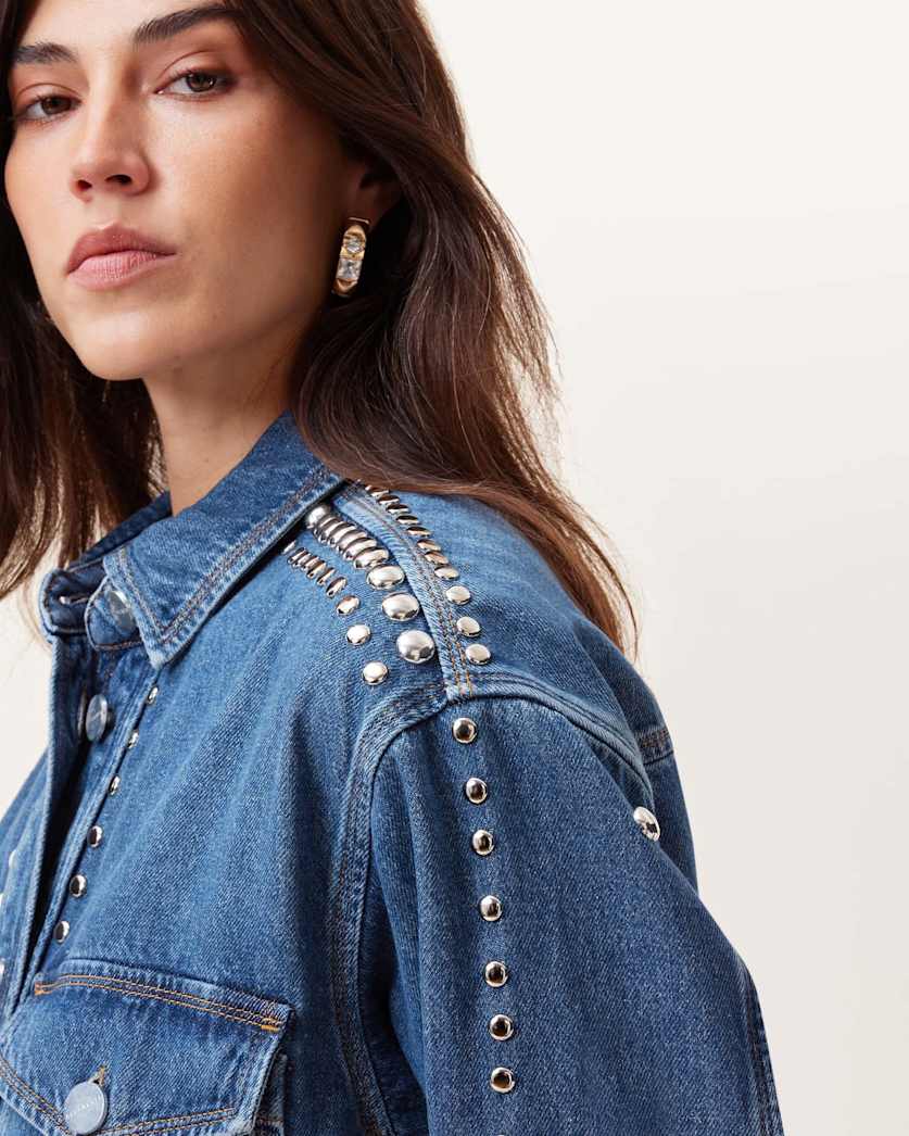 Alba Studded Oversized Denim Shirt