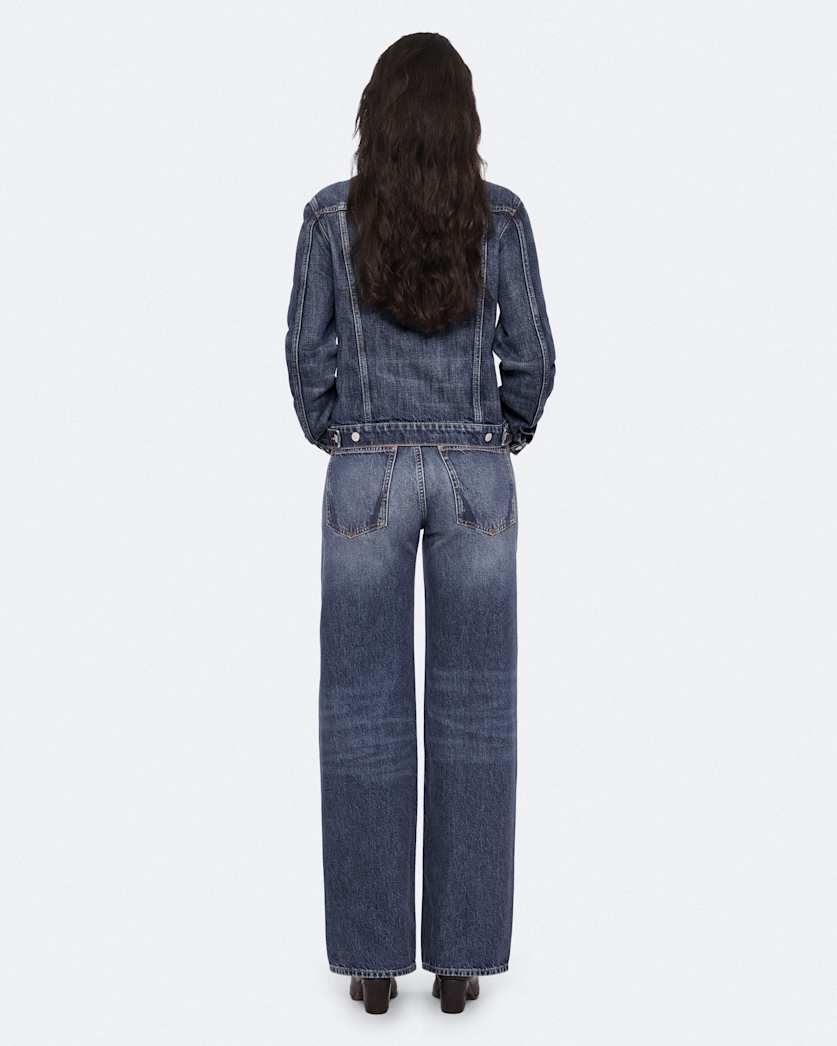 Straight leg mid-rise denim jeans