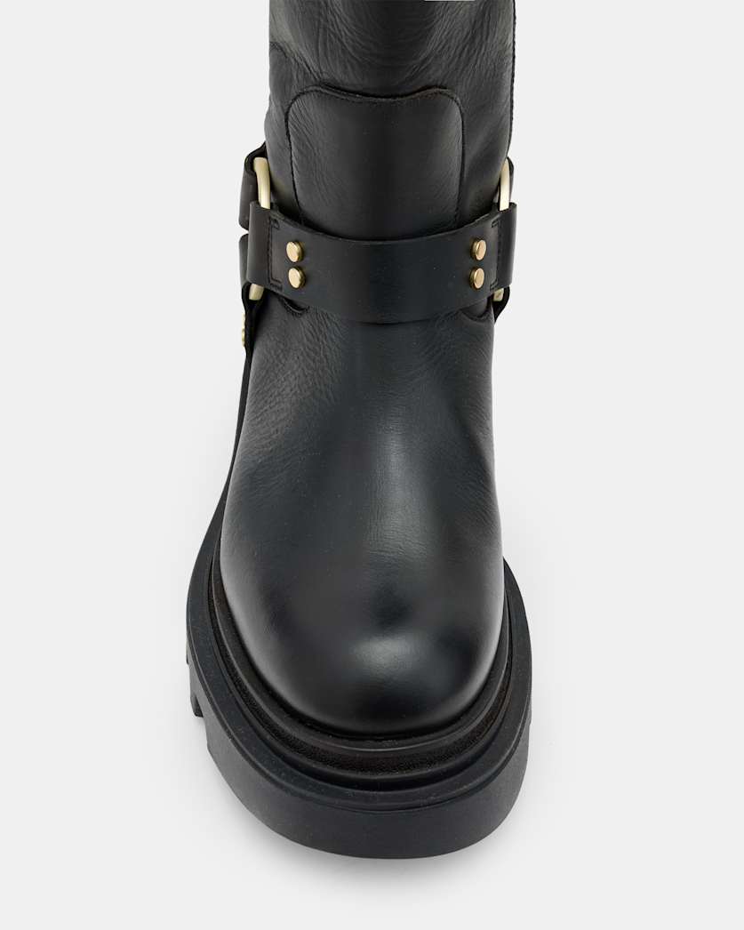 Jade Knee High Leather Biker Boots