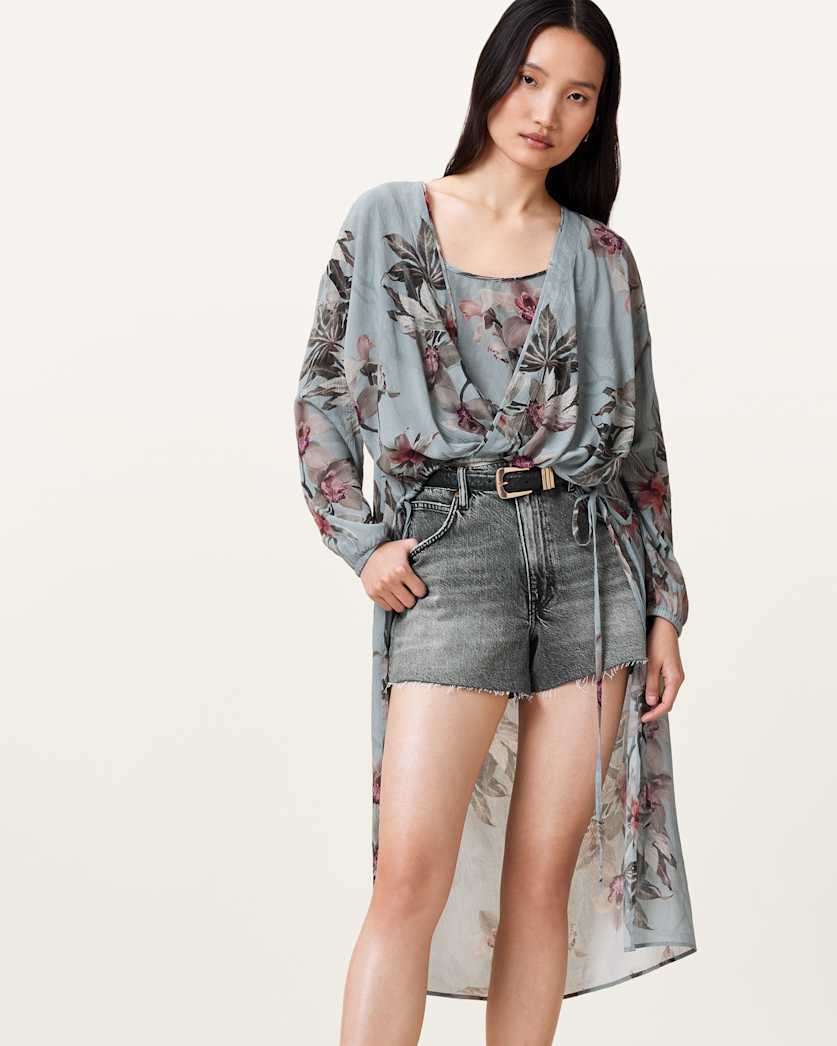 Avala High Low Floral Wrap Top