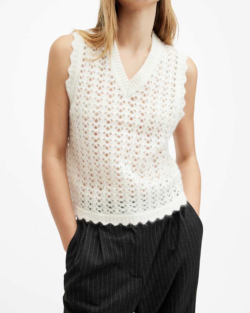 Vivian Open Stitch V-Neck Tank Top