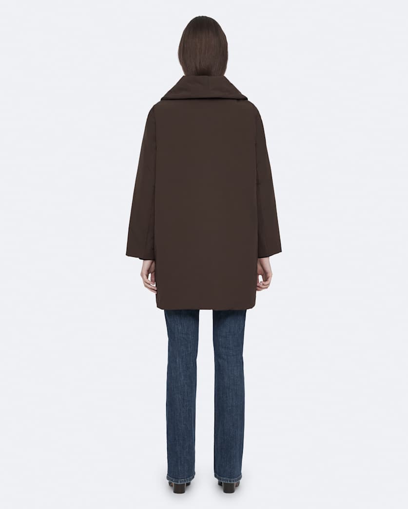 Darcie Nylon Shawl-Collar Cocoon Coat