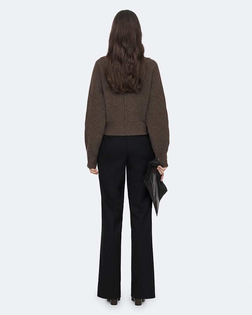 Caron Cropped Merino Wool Cardigan