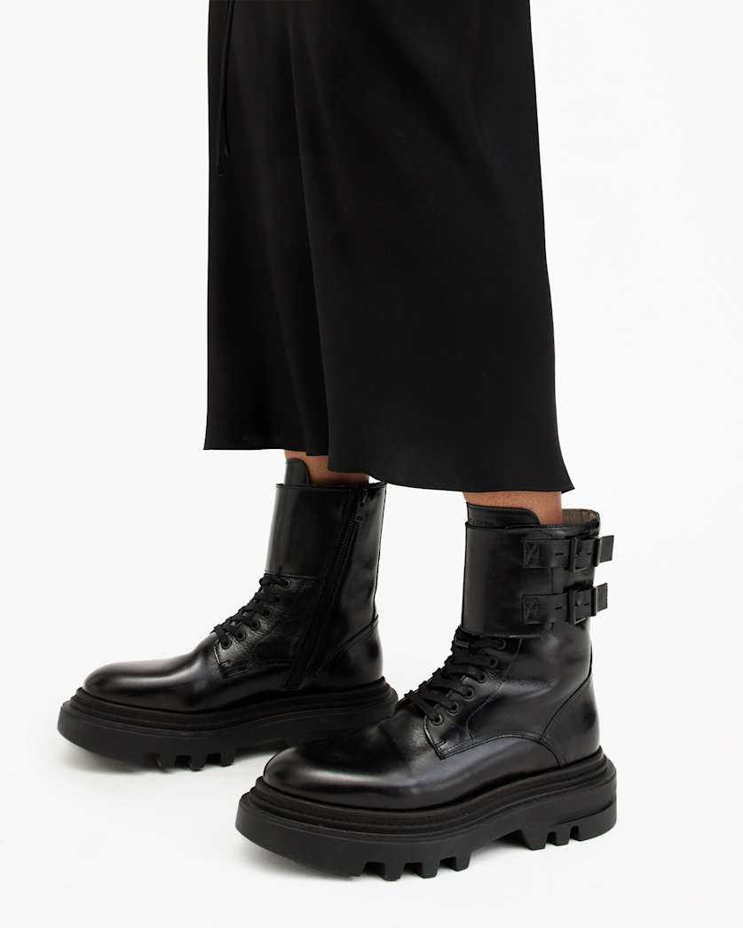 Zoe Lace Up Chunky Leather Boots