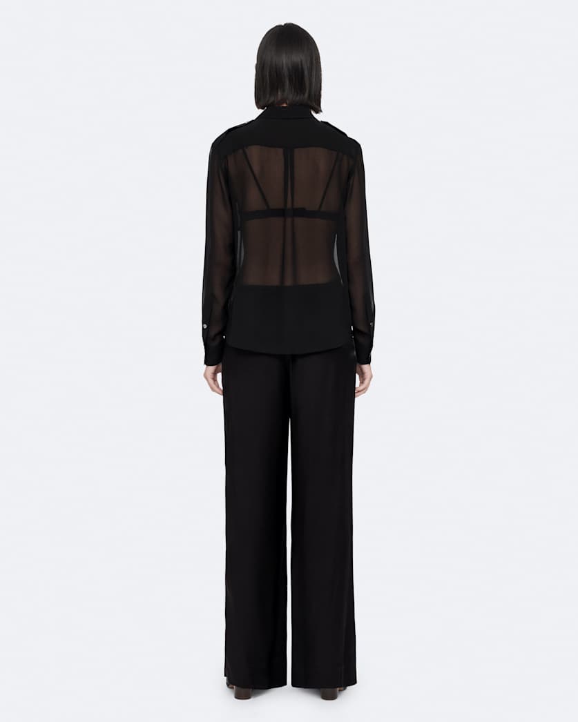 Crepe elasticated wide-leg trousers