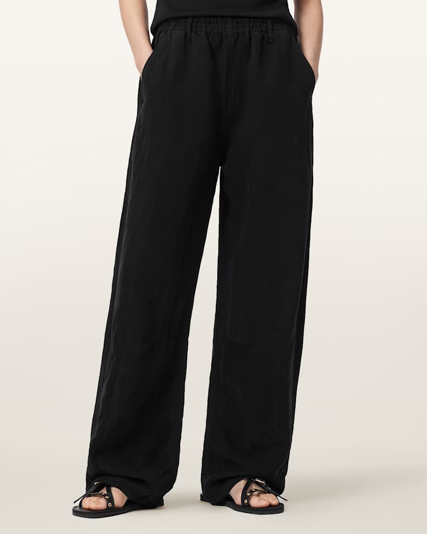 Jett Wide Leg Linen Blend Trousers