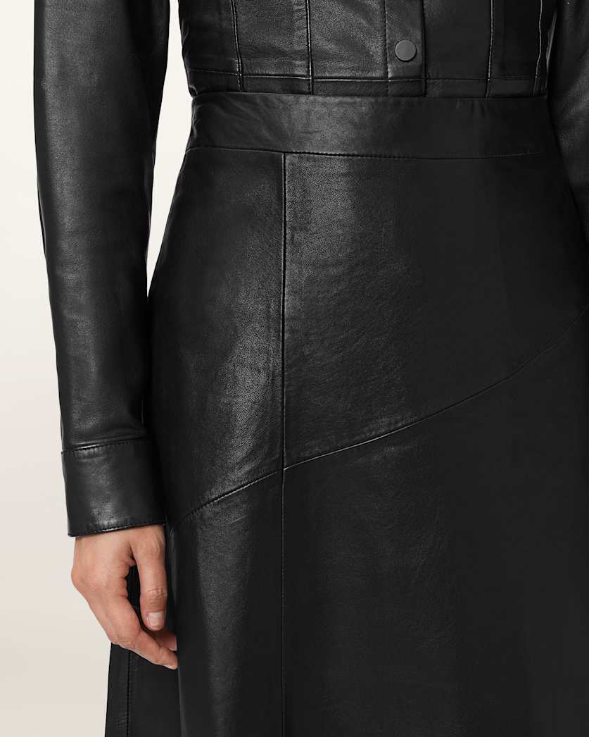 Gia Leather Midi Skirt