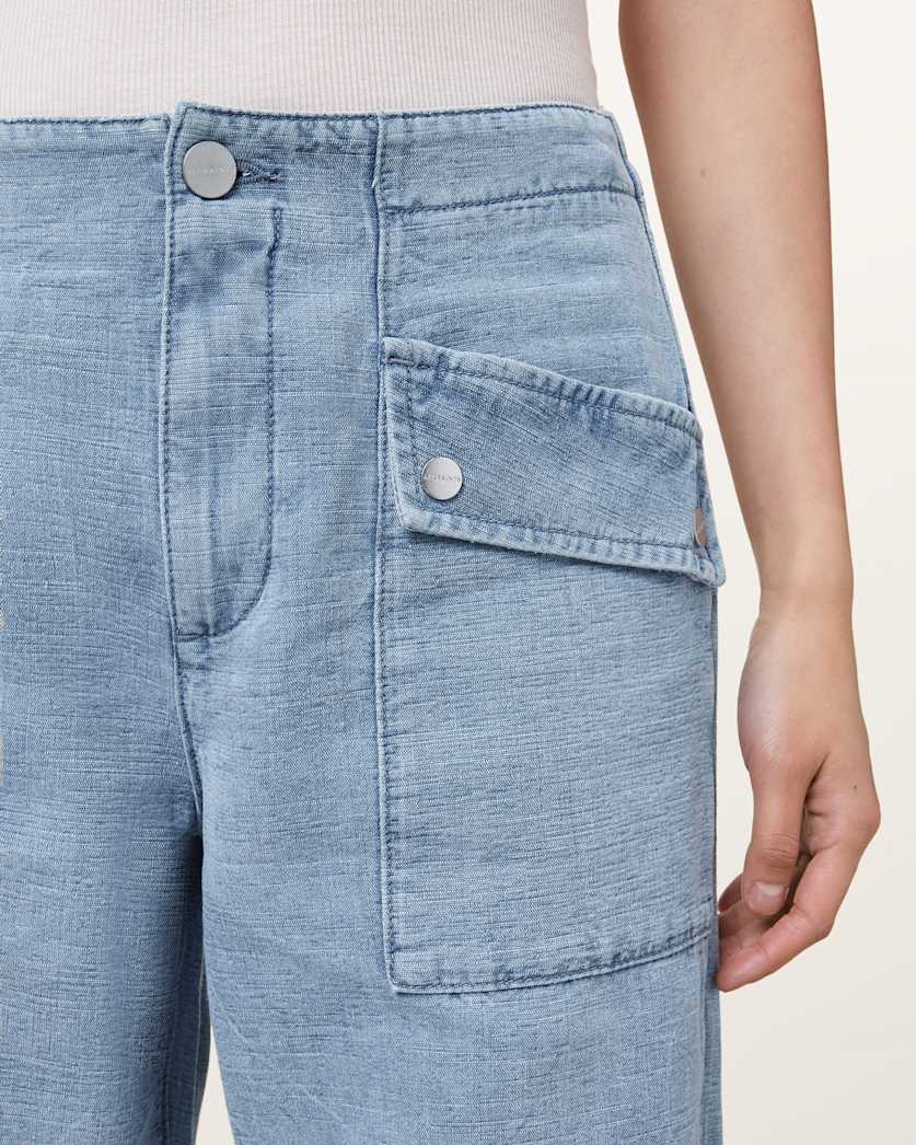 Val High-Rise Cargo Linen Blend Trousers