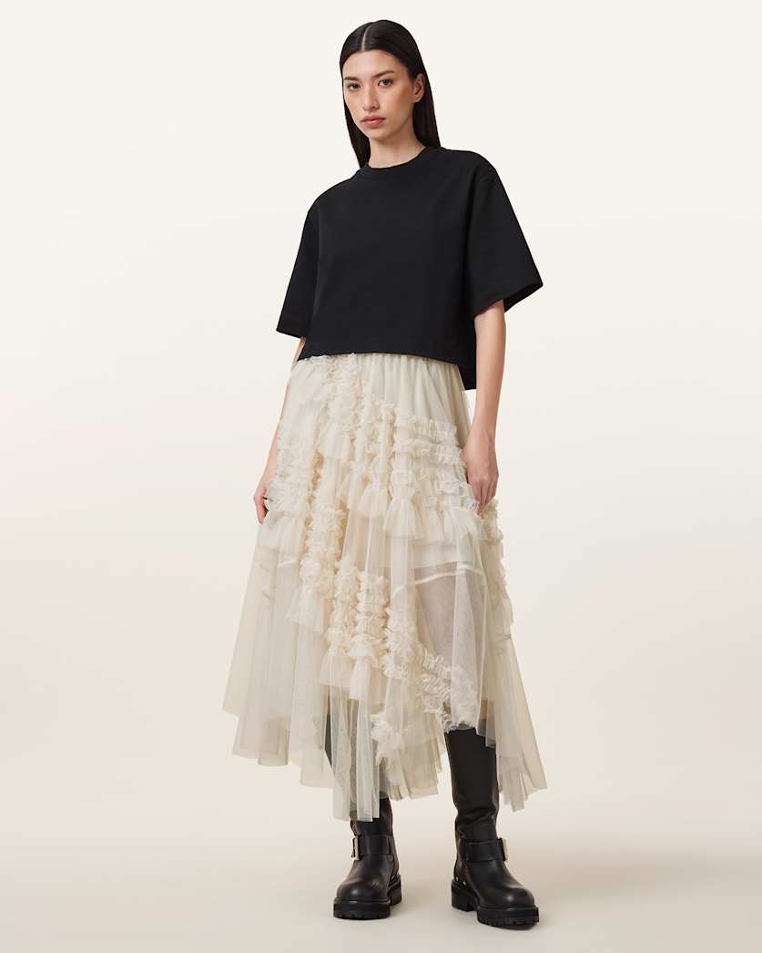 Jen Tulle Asymmetric Maxi Skirt