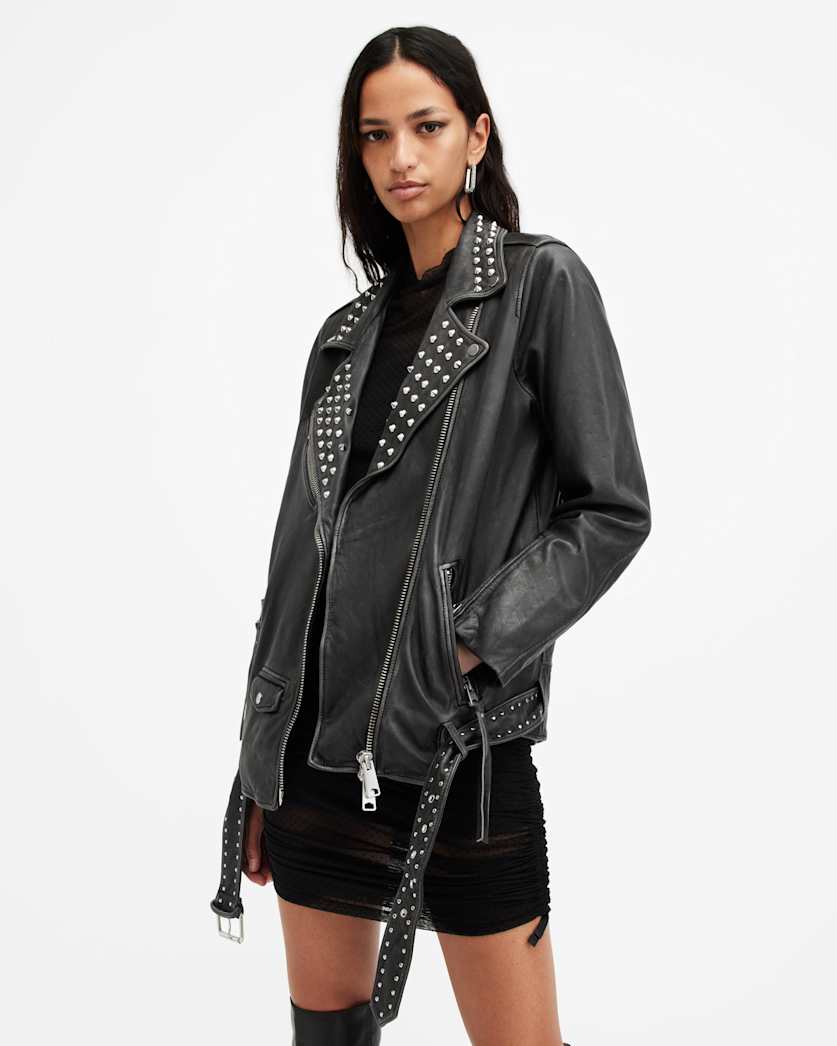 Billie Leather Conical Studded Jacket