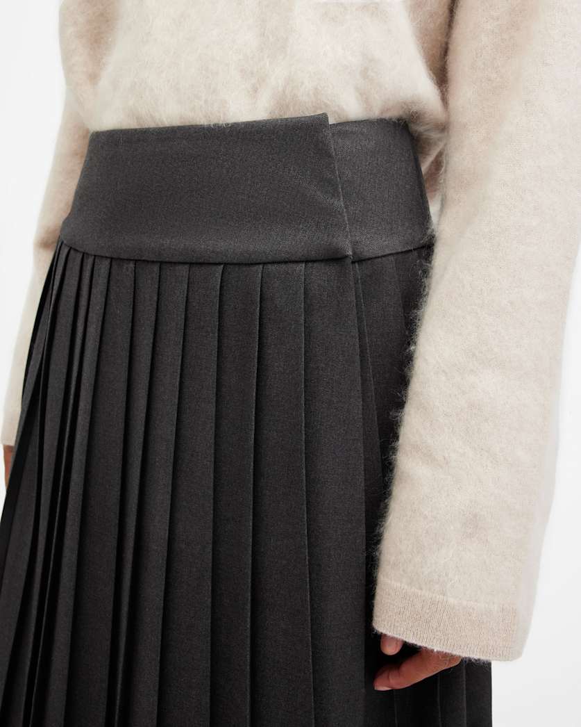 Kaya Pleated Asymmetric Midi Skirt