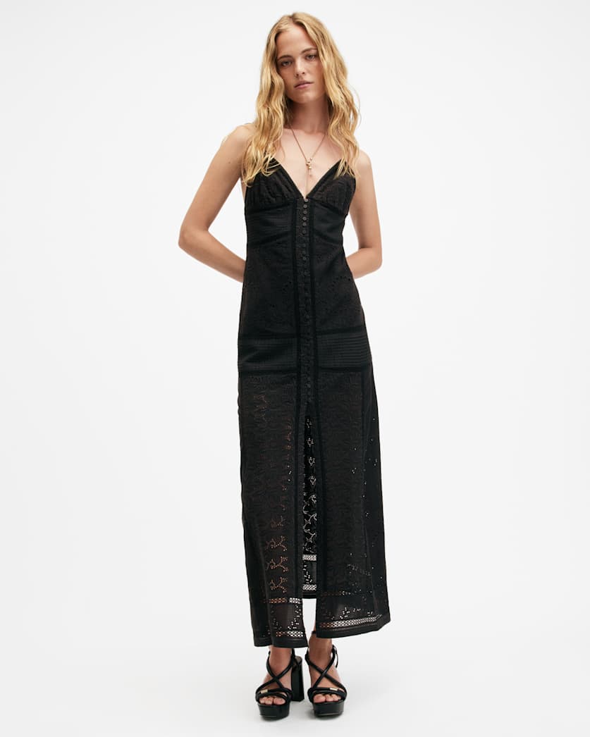 Dahlia Embroidered Broderie Maxi Dress