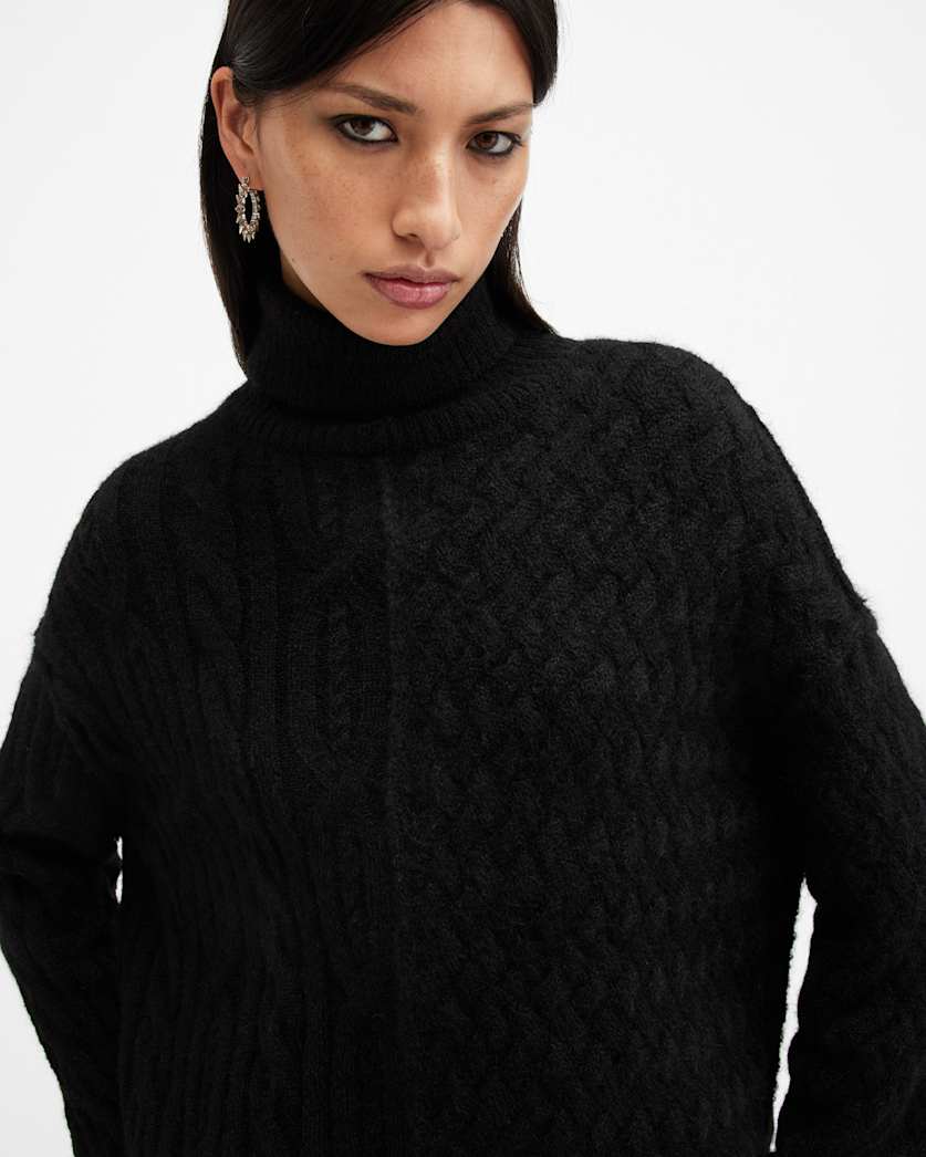 Varla Cable Stitch Roll Neck Jumper