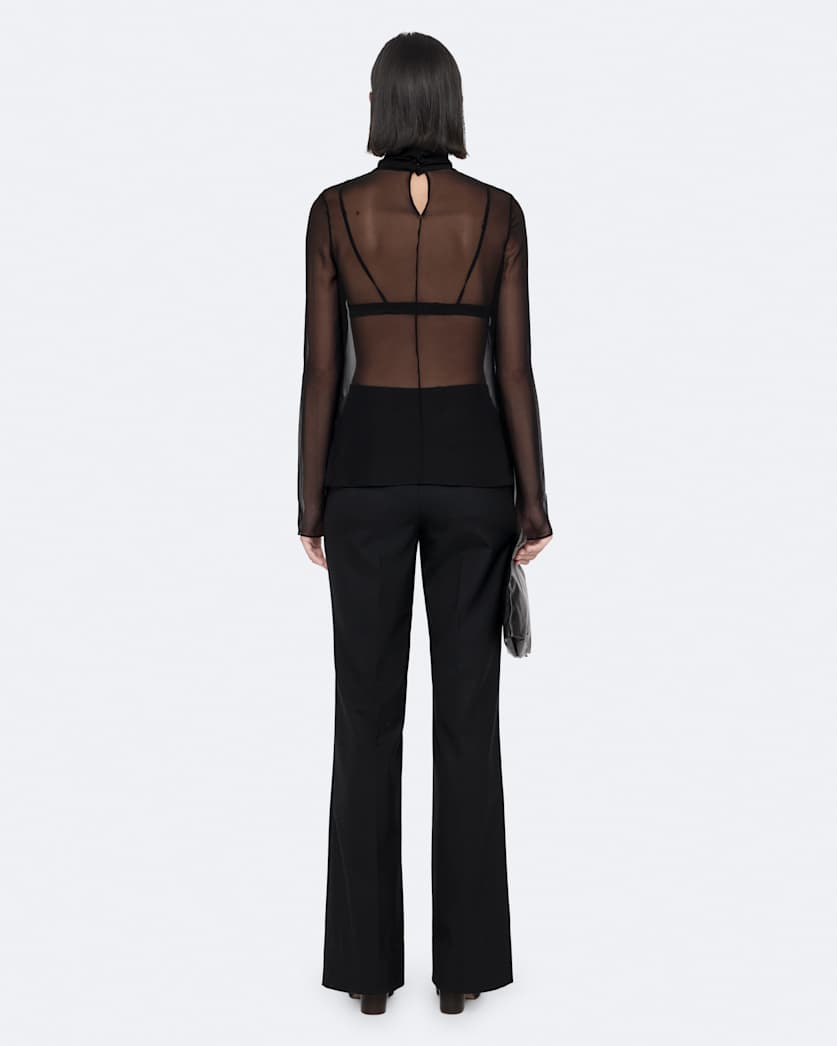 High-neck silk top