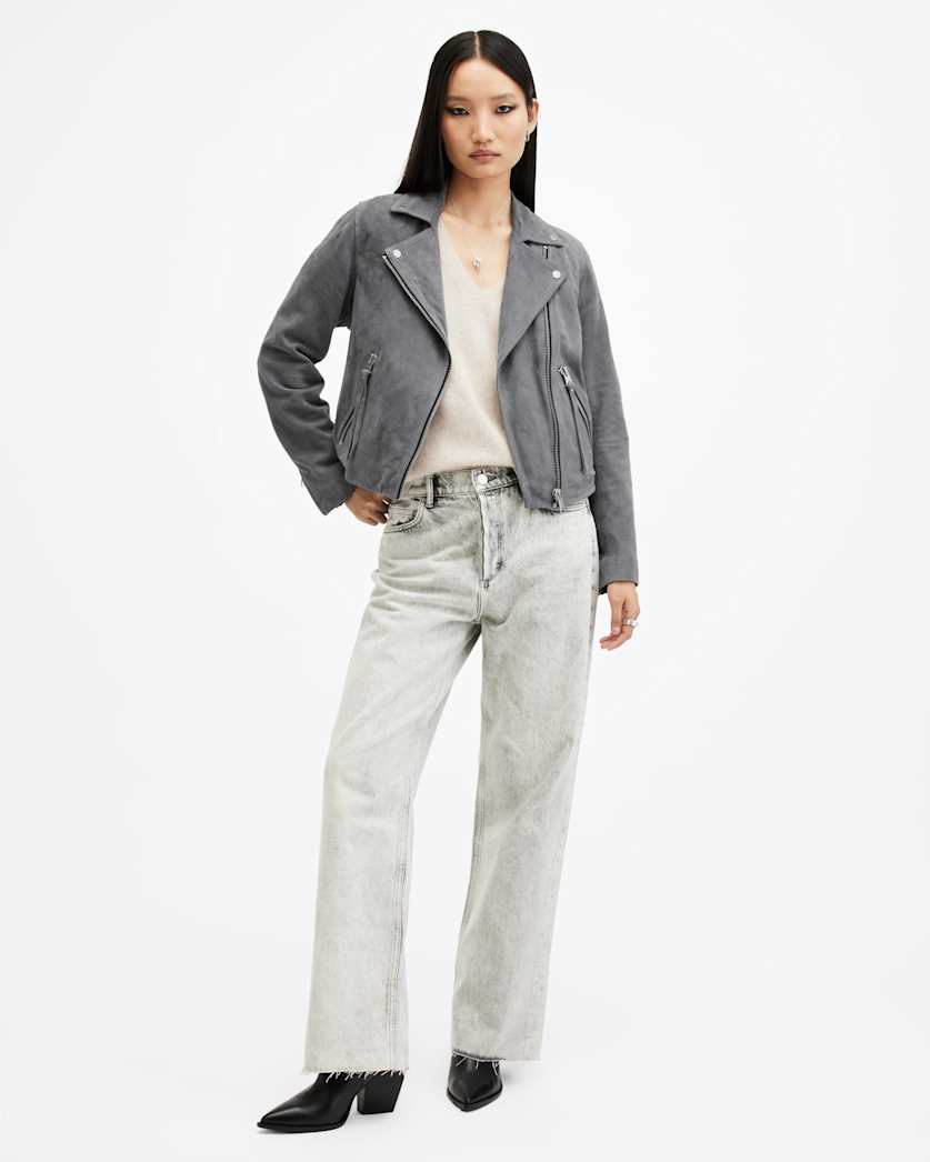 Dalby Slim Fit Suede Biker Jacket