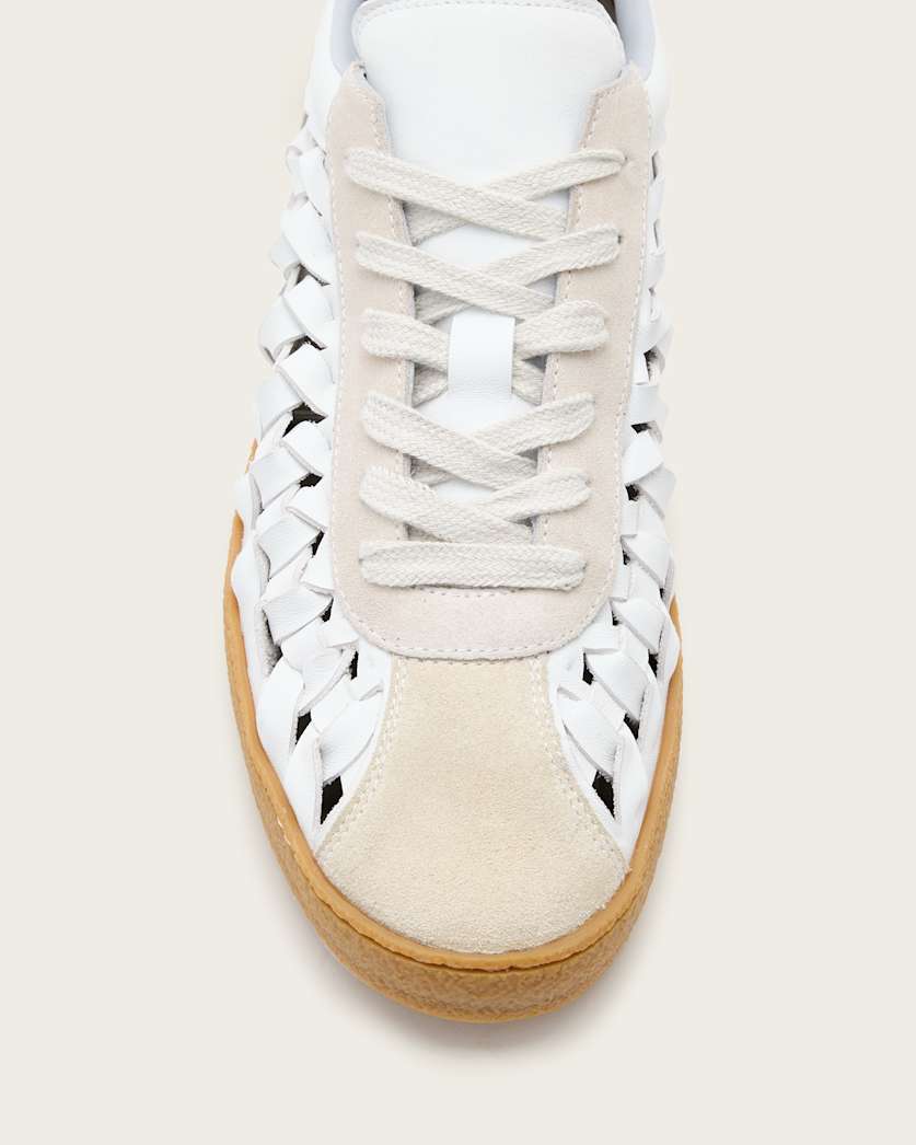 Velma Low Top Round Toe Woven Leather Trainers