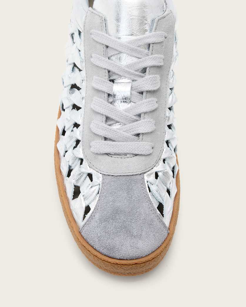Velma Low Top Round Toe Woven Leather Trainers