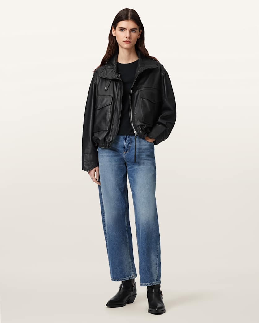 Clay Cropped Leather Jacket