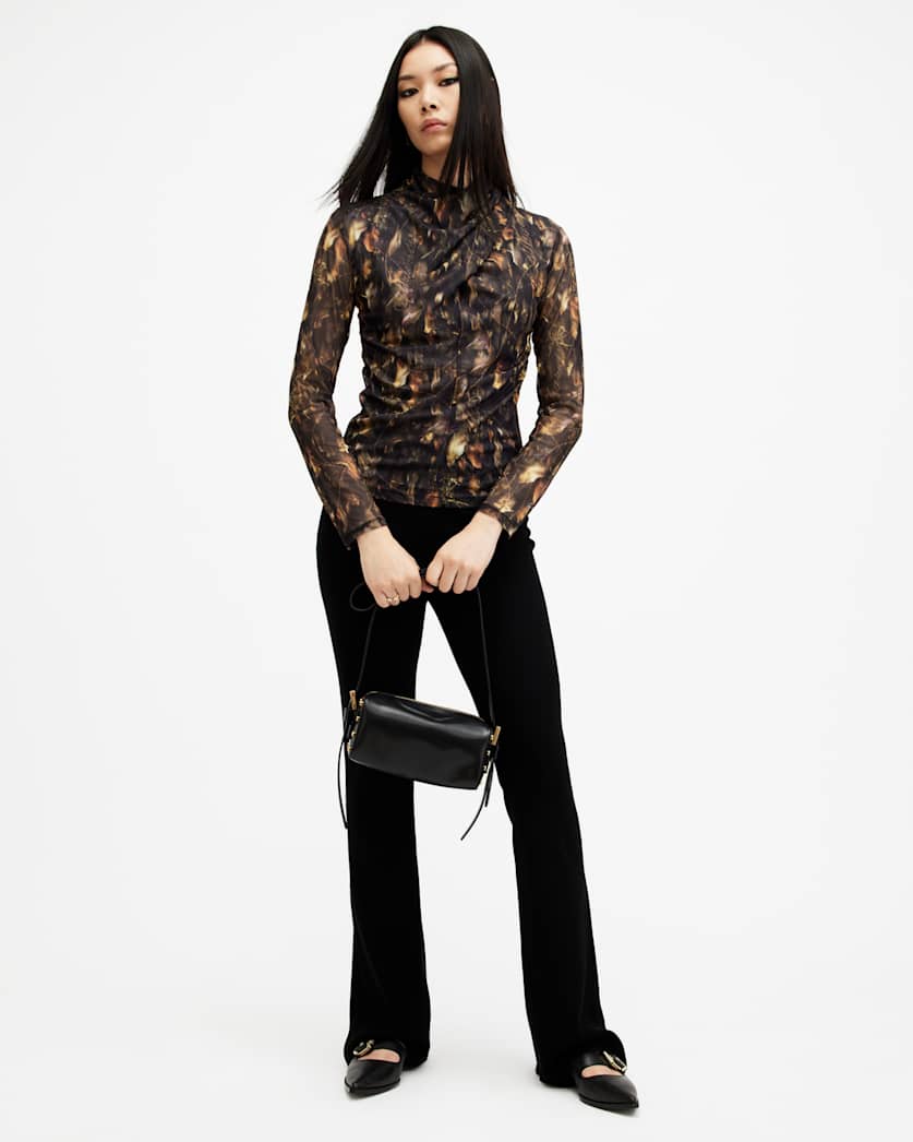 Tia High Neck Wrap Over Mesh Top