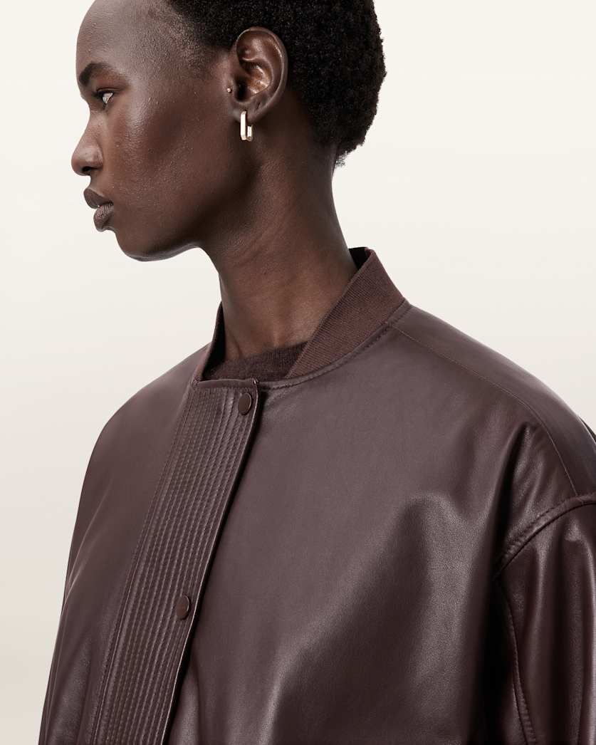 Sofi Drawstring Leather Bomber Jacket