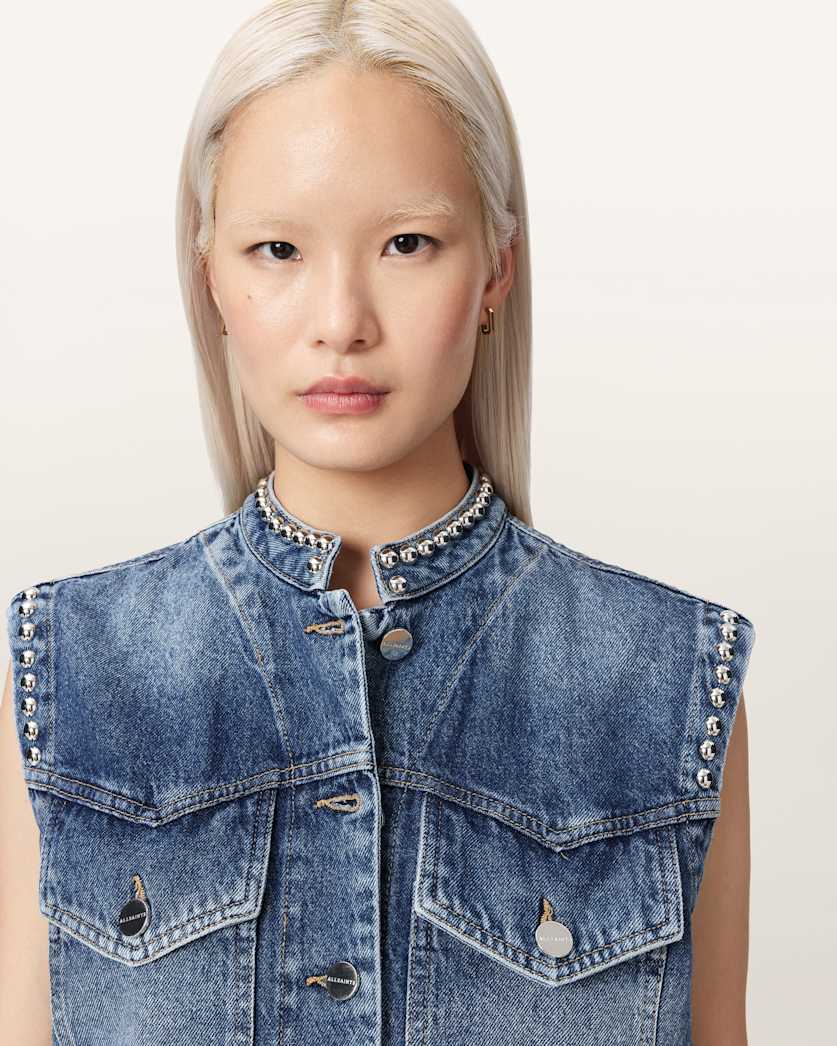 Mav Studded Denim Waistcoat