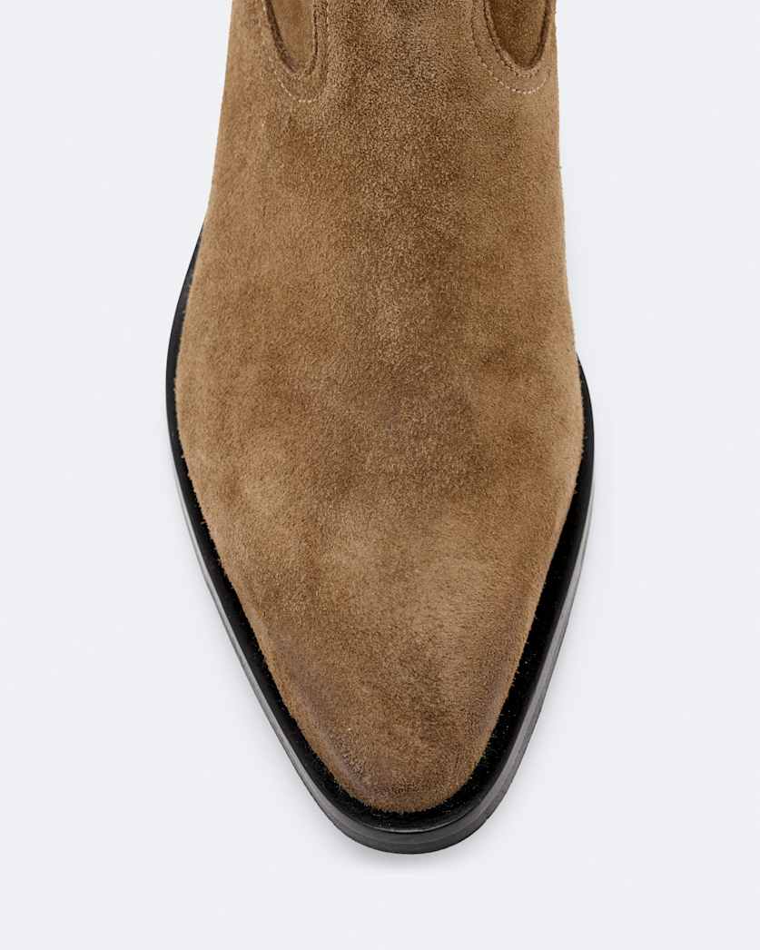 Suede zip up dress boot