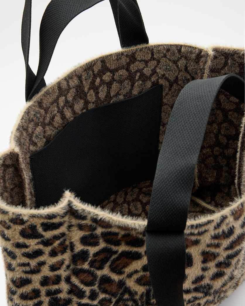Izzy Leopard Print Logo Tote Bag