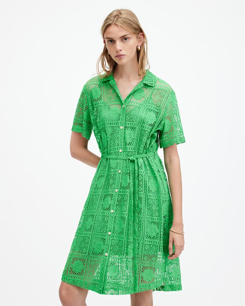 Athea Crochet Mini Shirt Dress