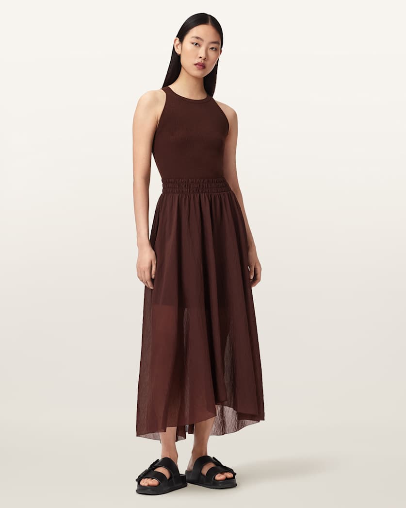 Zenia Sleeveless Asymmetric Midi Dress