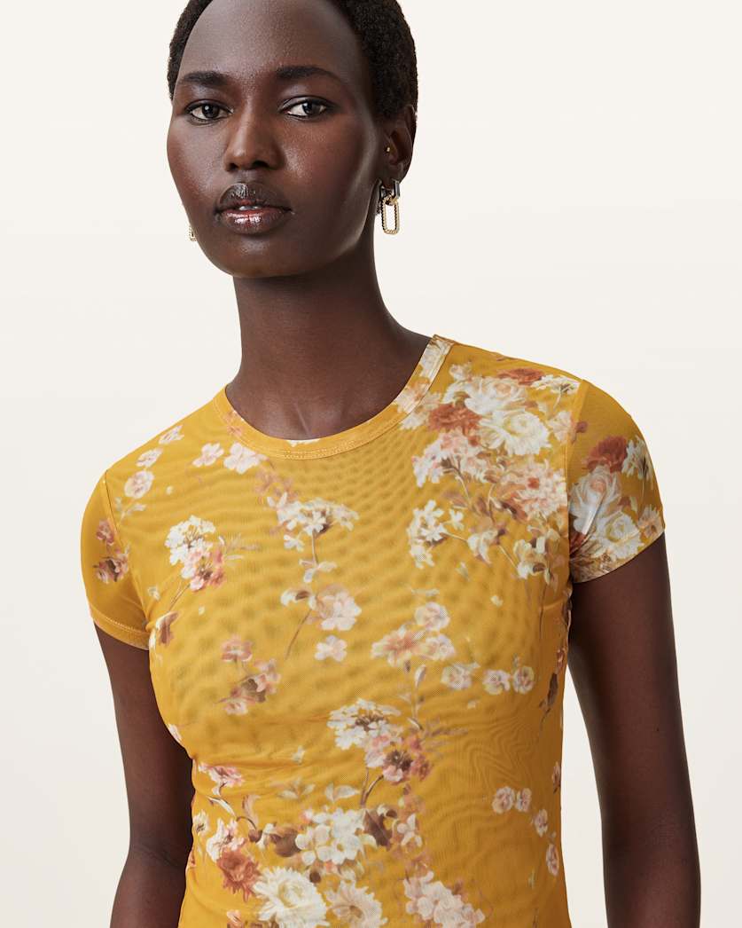 Ellie Floral Print Mesh T-Shirt