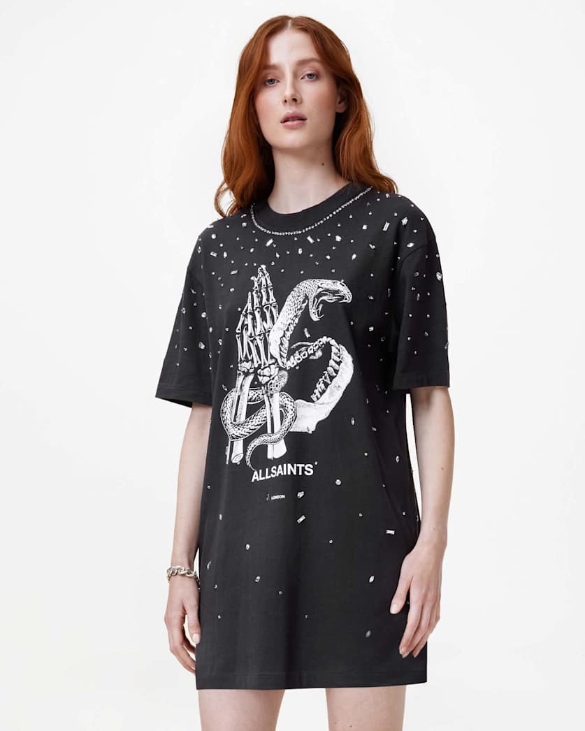 Asp Embellished Slouchy Mini T-Shirt Dress