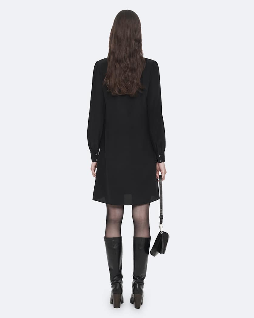 Jamie Long-Sleeve Silk Midi Dress
